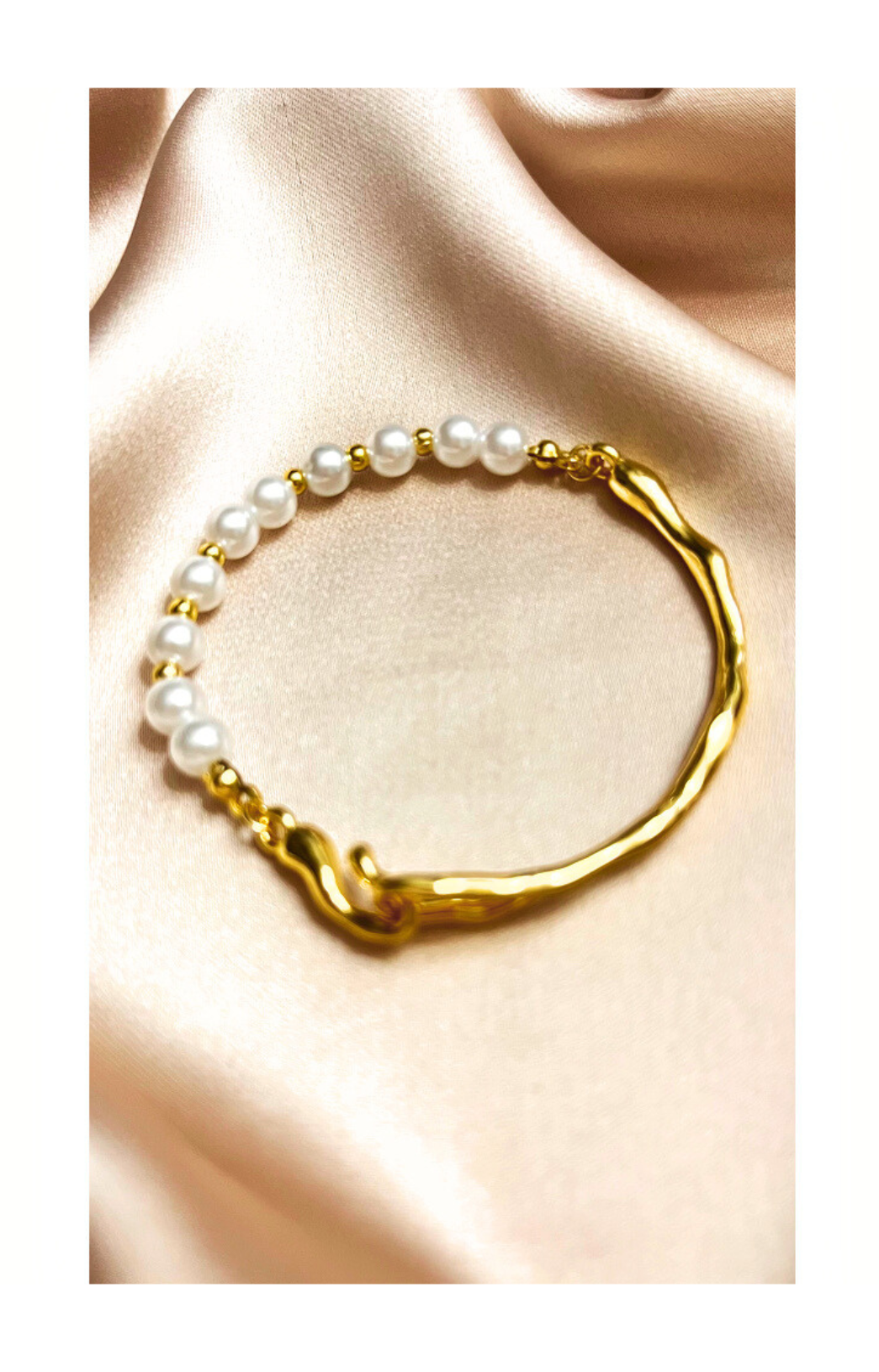925 Sterling Silver Pearl bead round bracelet