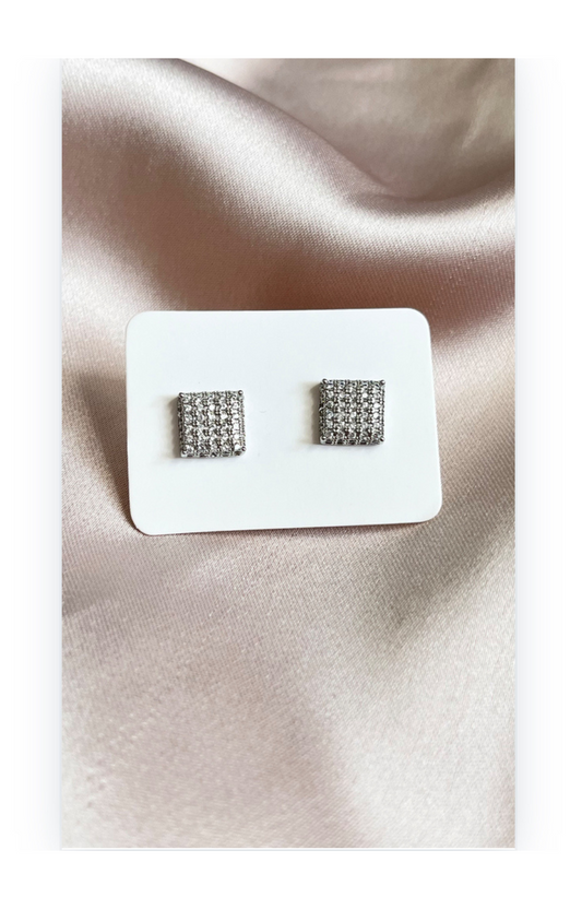 Elegant Silver plated zircon inlay stud Earrings