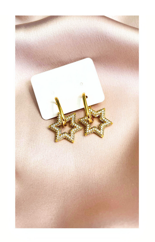 Hoop Earrings with Star and Cubic Zircon