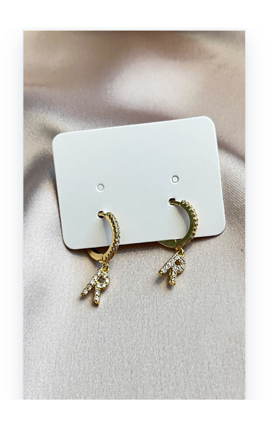 Gold-Plated Hoop Earrings with Initial Letter
