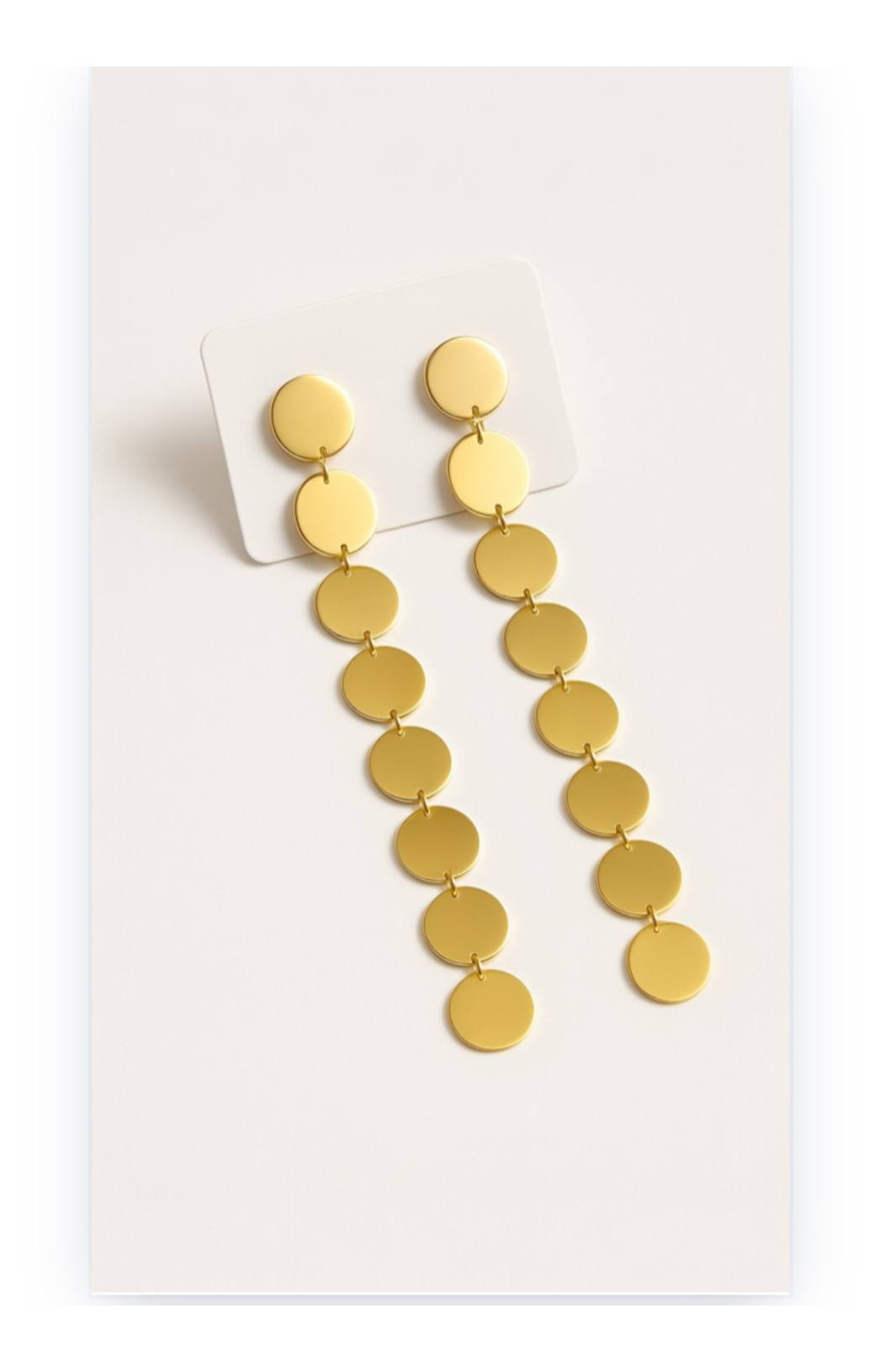 Stylish long circles earrings, stainless steel, 18k gold plated