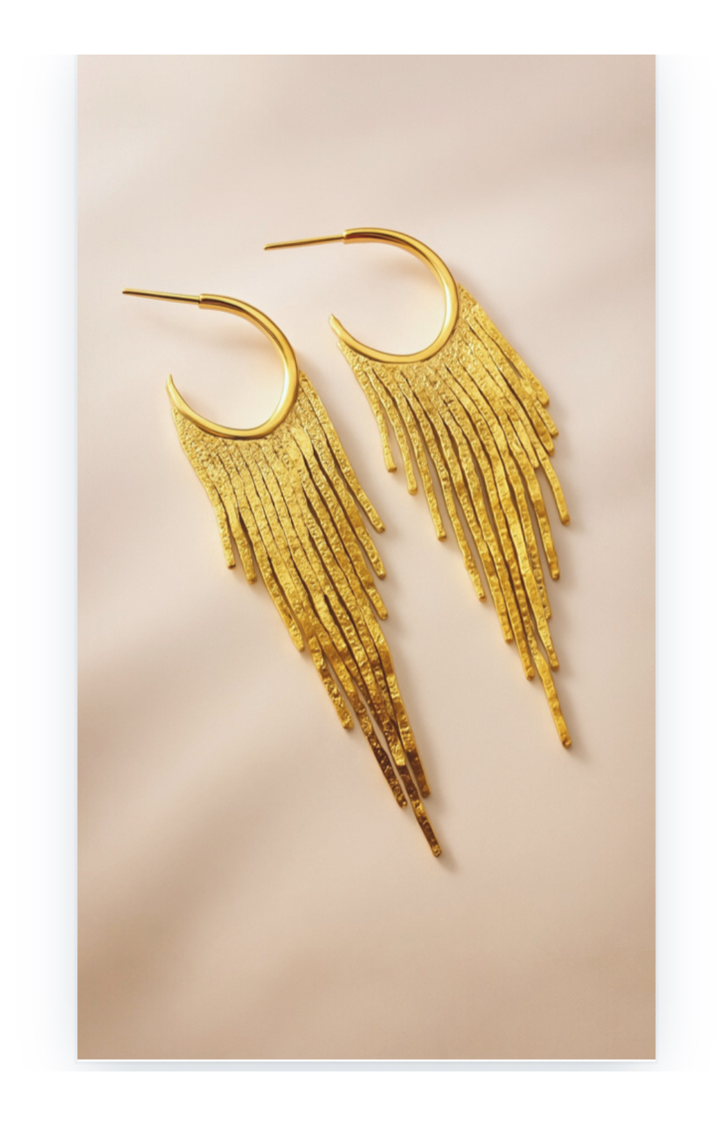 Long earrings plated in 18k gold, copper