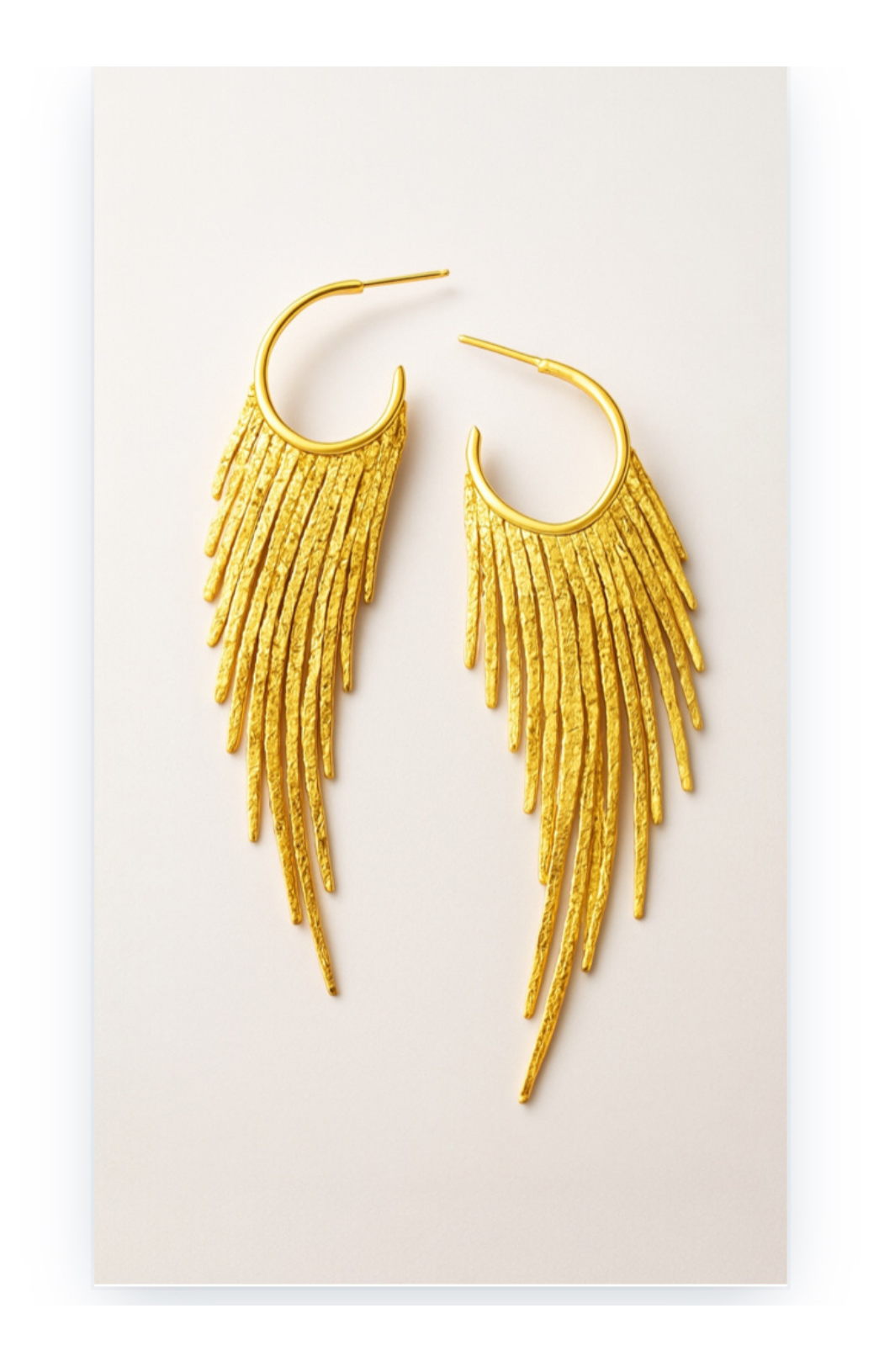 Long earrings plated in 18k gold, copper