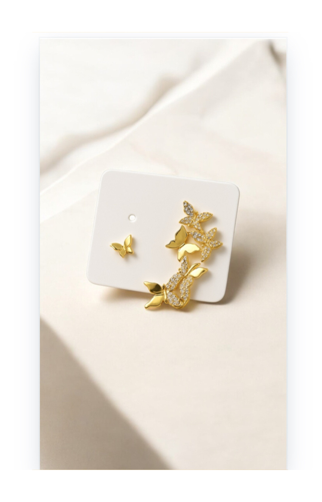 Asymmetric Butterfly Design Gold-Plated Stud Earrings
