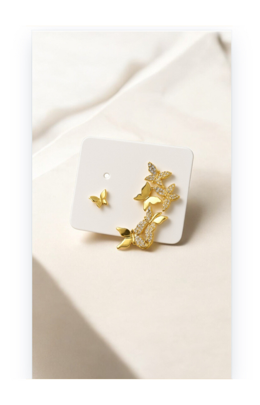 Asymmetric Butterfly Design Gold-Plated Stud Earrings