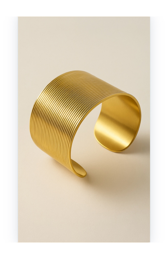 Stainless Steel 14K Gold Plated Cuff Bracelet