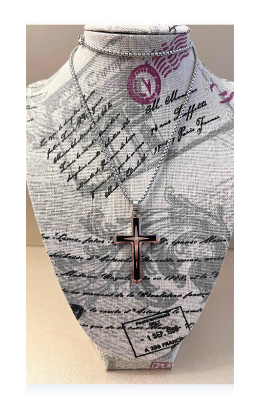 Titanium Steel Chain with Cross Pendant – Urban Hip Hop Style for Men