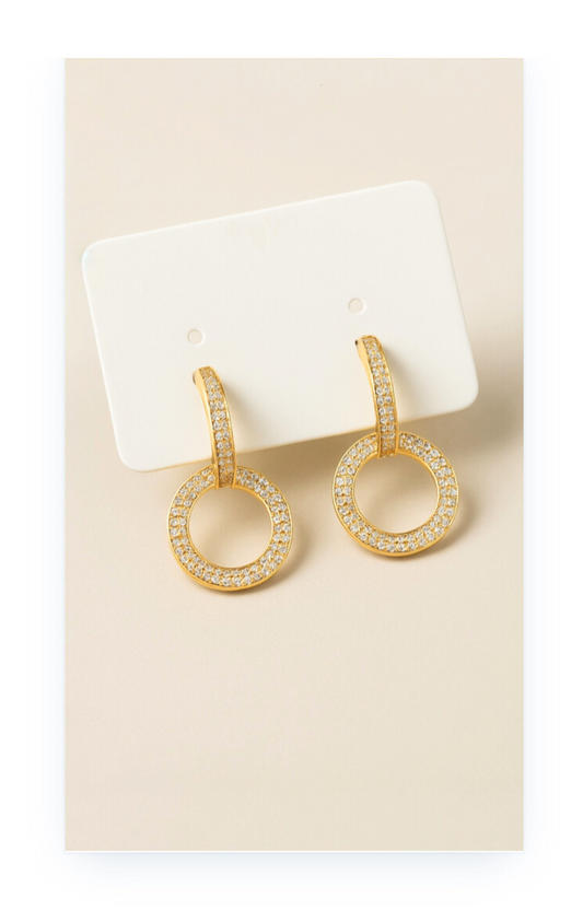 Gold-Plated Copper Ear Studs with Zircons inlay