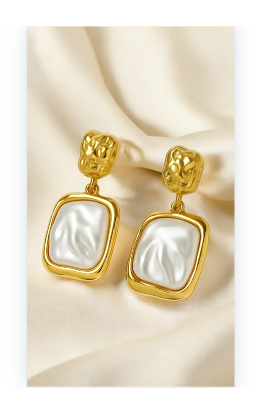 Elegant 14k Gold-Plated Imitation Pearl Earrings
