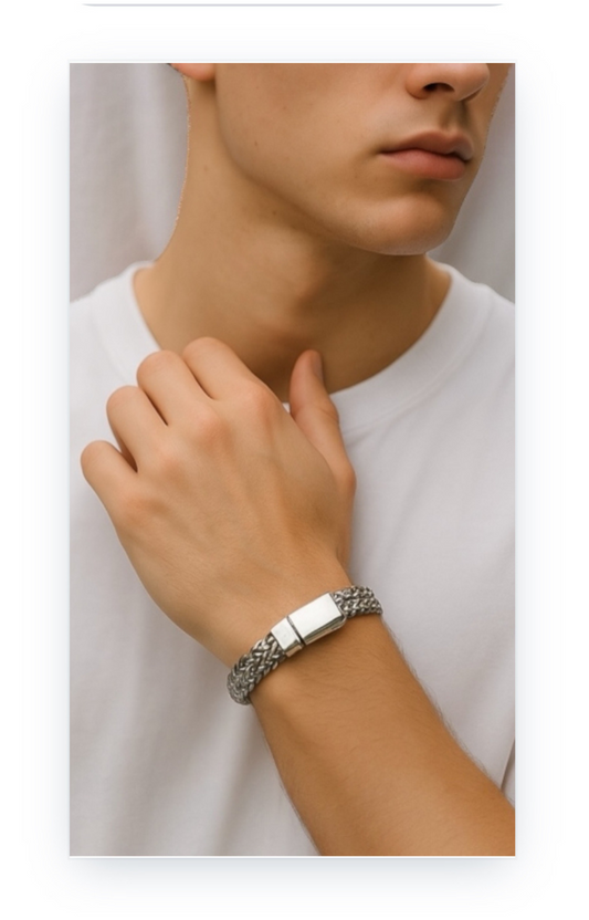 Polished Titanium Steel Bracelet for Men