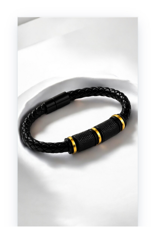 Men's leather bangle bracelet