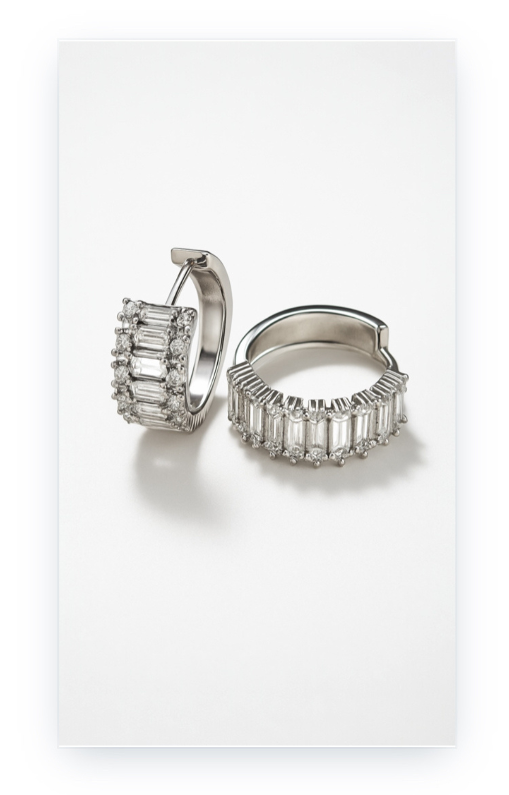 Small Hoop Earrings, Plated in 18K White Gold on a Copper Base
