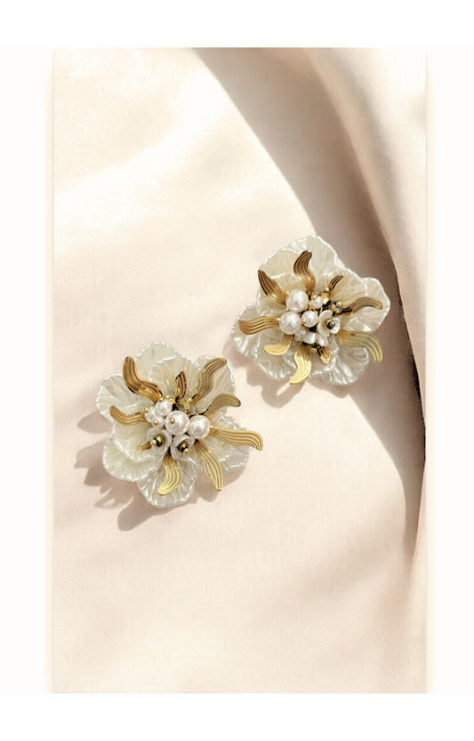 Stainless Steel-14k plated Flower Earrings