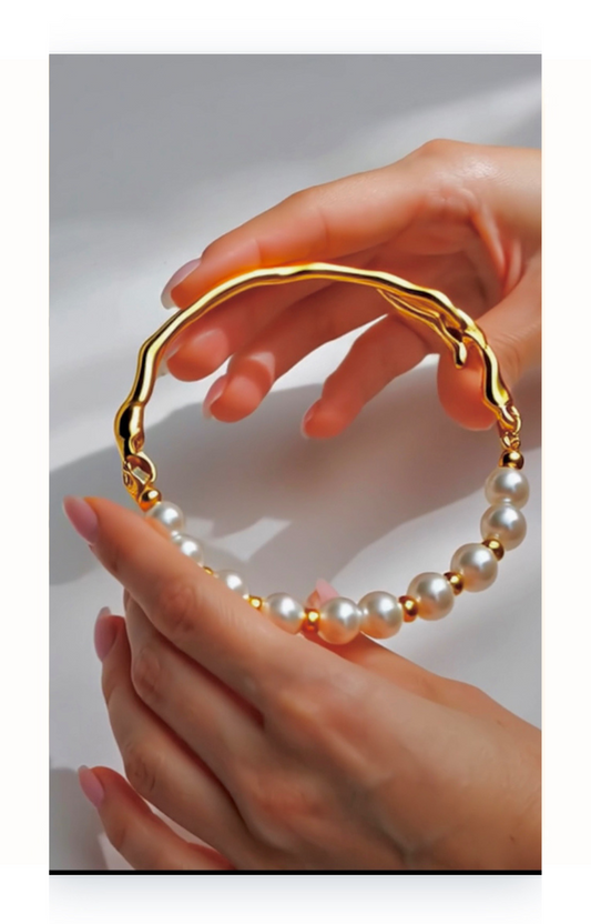 925 Sterling Silver Pearl bead round bracelet