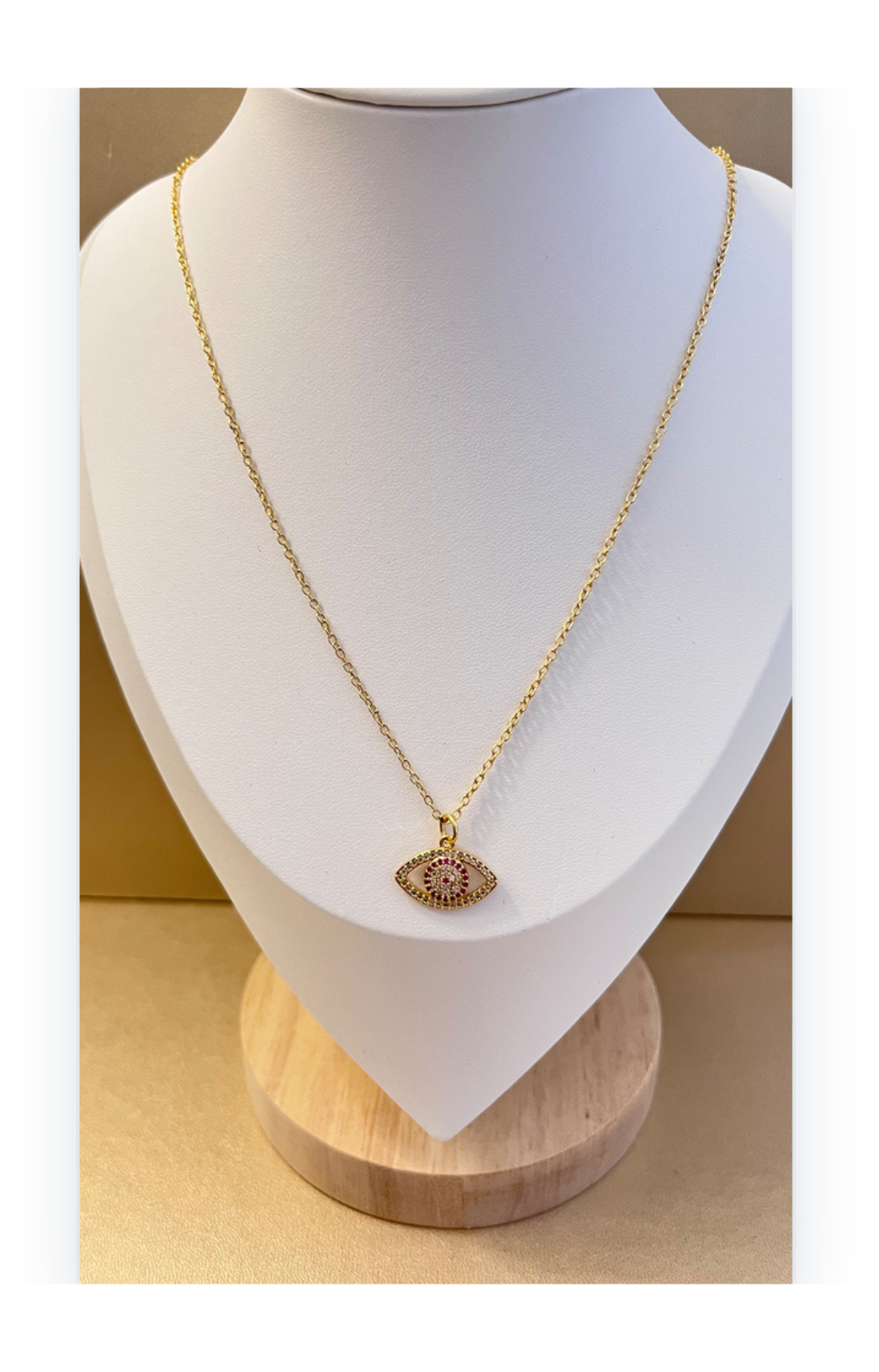Evil Eyes Pendant Chain with Zircon Inlay