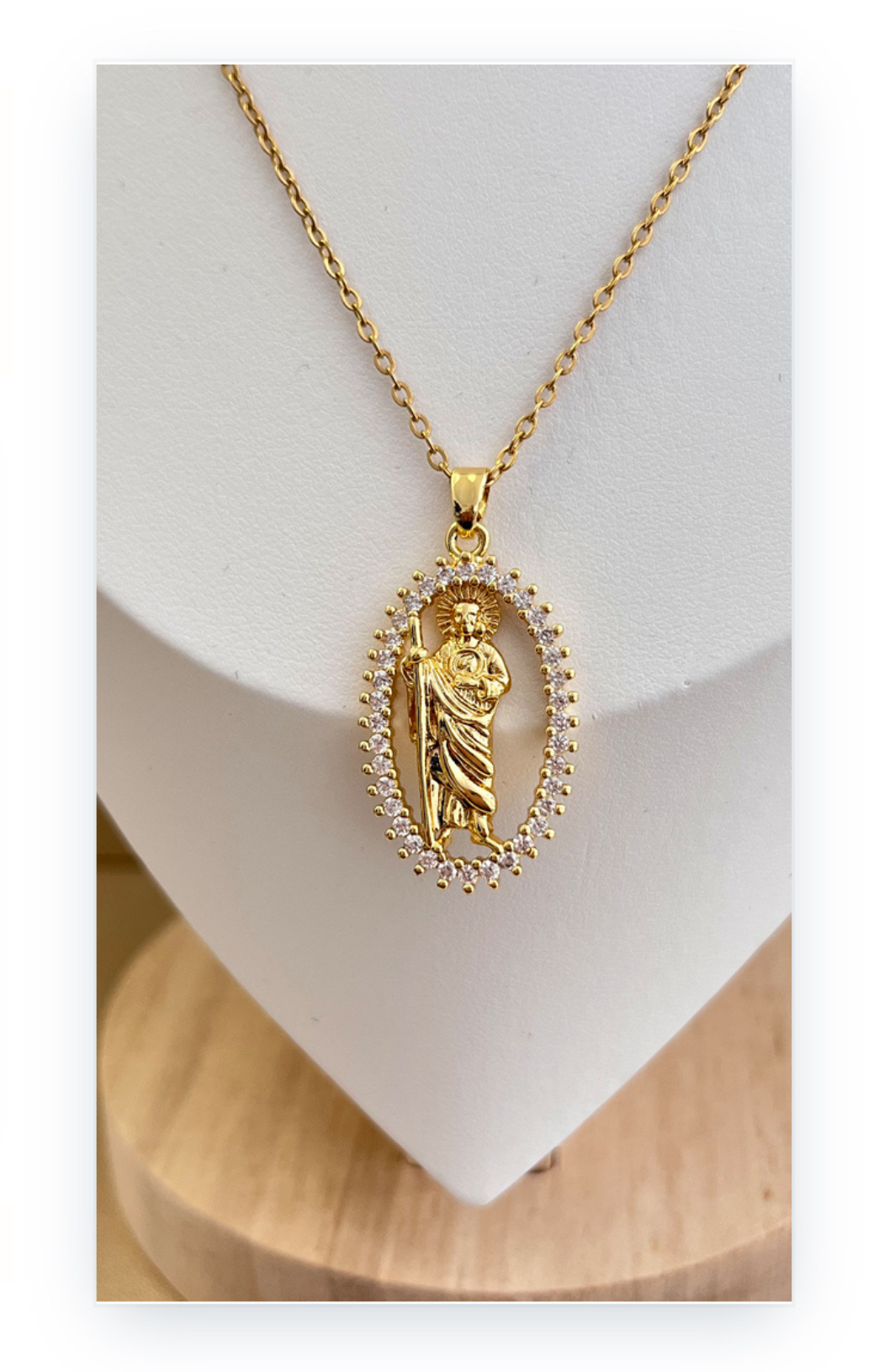 Religious pendant necklace, unisex, 18k gold plated, copper: