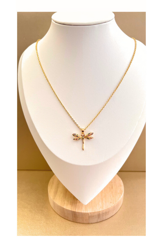 Gold Plated Copper Chain with Dragonfly Pendant