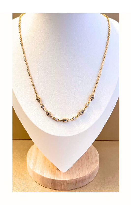 18k Gold plated-Evil eyes Chain