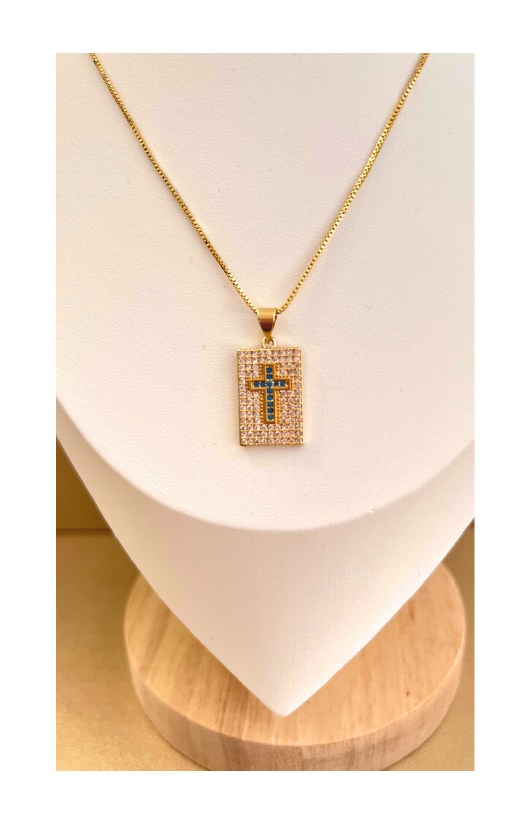 Religious Reptangle Cross Pendant and Chain