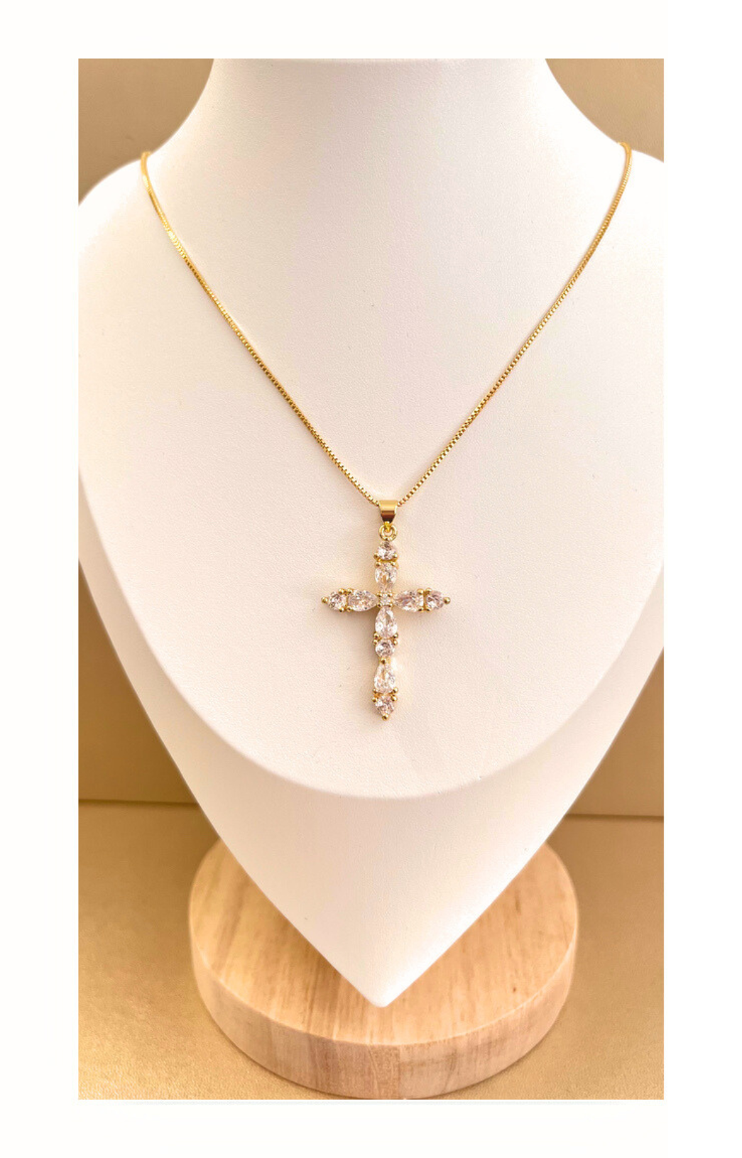 18k Gold Plated Copper Chain with Cross Pendant