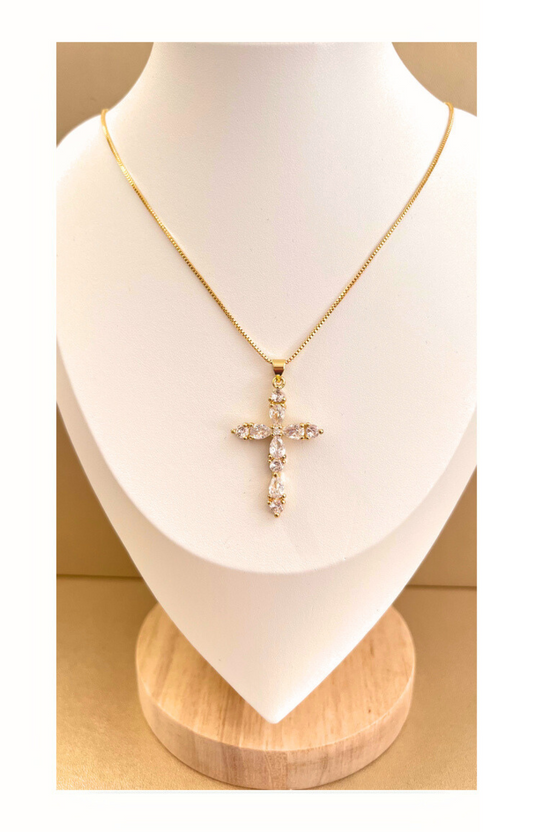 18k Gold Plated Copper Chain with Cross Pendant