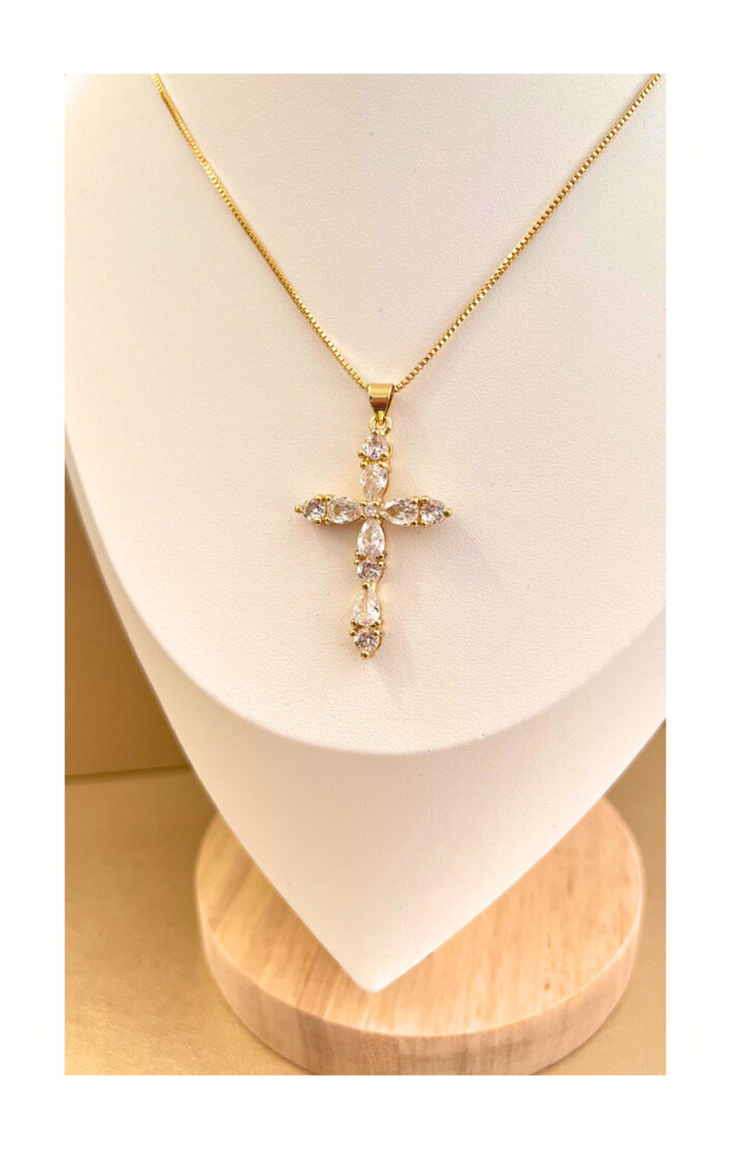 18k Gold Plated Copper Chain with Cross Pendant