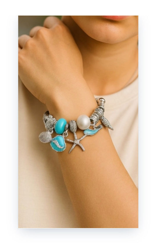 Adjustable Stainless Steel with charms bracelet
