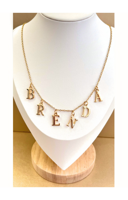 Gold-Plated Thin Chain Necklace with Personalized Charm