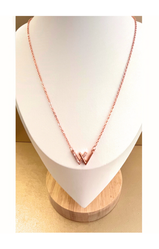 Delicate Thin Chain with W Letter Pendan