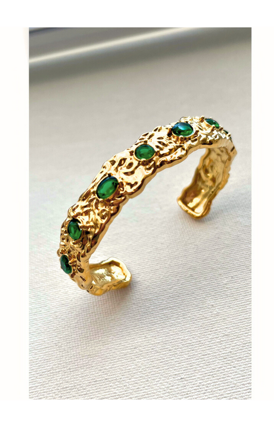 Gold-Plated Stainless Steel Open Bangle Cuff Bracelet