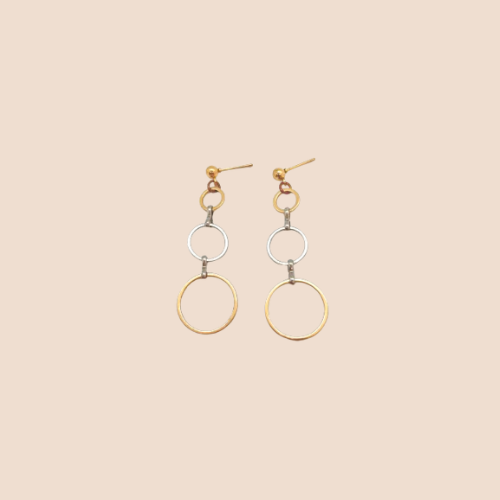 Gold-Plated Wheel-Shaped Dangle Earrings