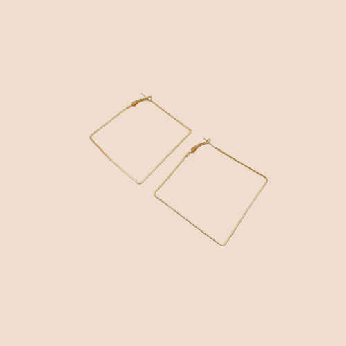 Lightweight Square 10K Gold-Plated Hoop Earrings