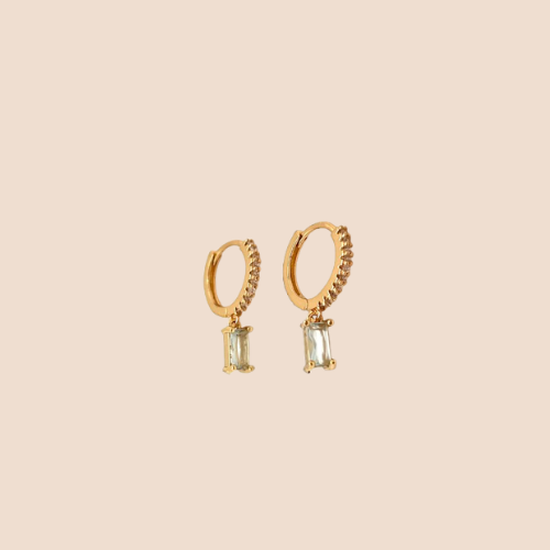 Gold-Plated zircon-inlay Hoop Earrings