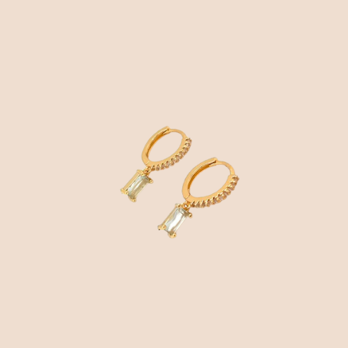 Gold-Plated zircon-inlay Hoop Earrings