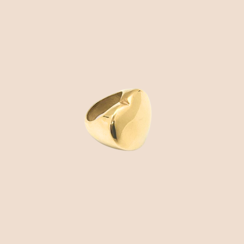 Heart-shaped plated in 14k gold over stainless steel ring