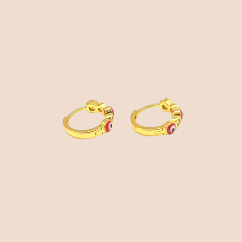 Gold-Plated Hoop Earrings with Evil Eye Symbol