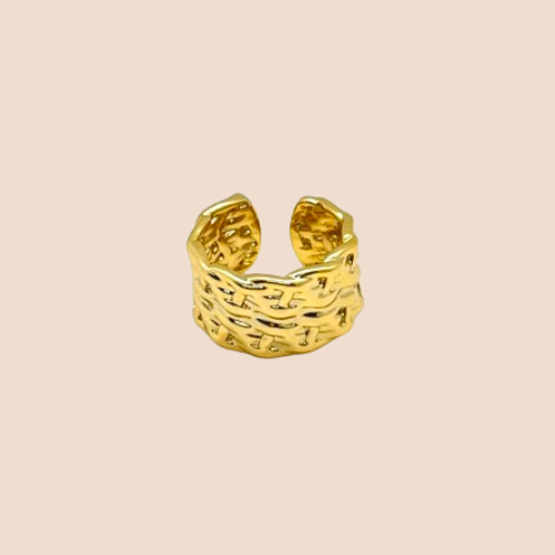 Adjustable-Gold-Plated Stainless Steel Open Ring