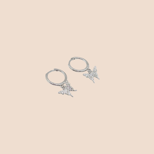 Butterfly Hoop Earrings in Sterling Silver