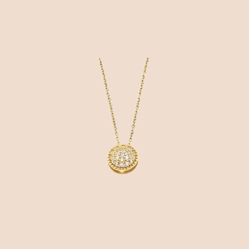 Round Sterling Silver Zircon Pendant Necklace