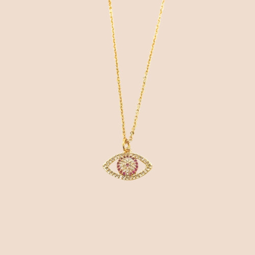 Evil Eyes Pendant Chain with Zircon Inlay