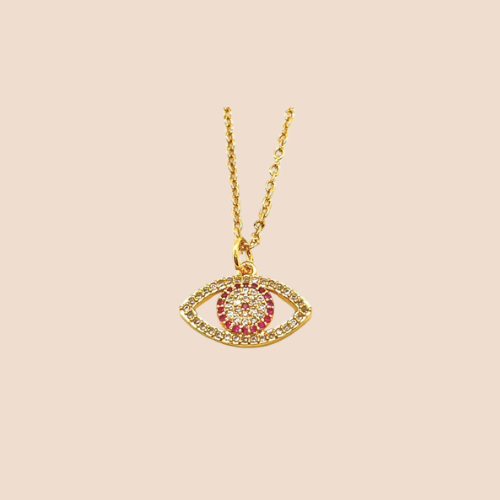 Evil Eyes Pendant Chain with Zircon Inlay