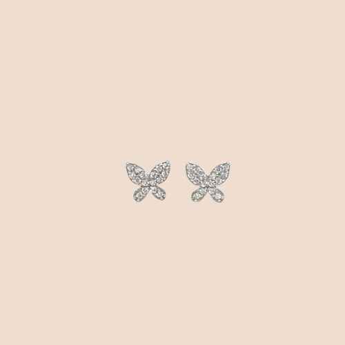 Butterfly-Shaped Sterling Silver Ear Stud Earrings