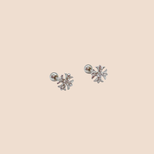 Floral-Shaped Sterling Silver Stud Earrings