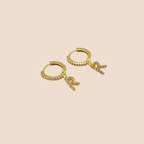 Gold-Plated Hoop Earrings with Initial Letter