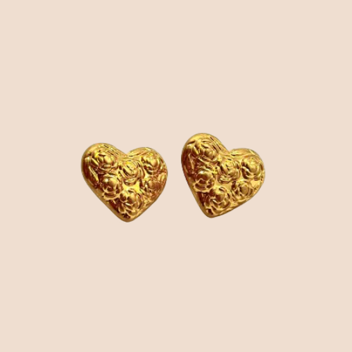 Stud heart Earrings in Stainless Steel, 14k Gold Plated