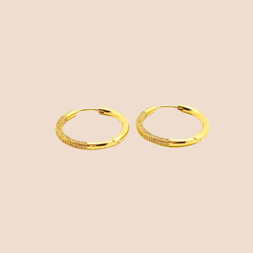 Bold & Brilliant-Thick Gold-Plated Hoops with Zircon Accents