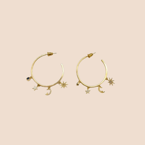 Hoop Earrings, 18k Gold plated-Copper base