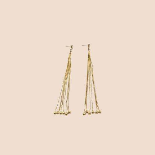 Long Chain Earrings, Copper, 18k Gold Plated