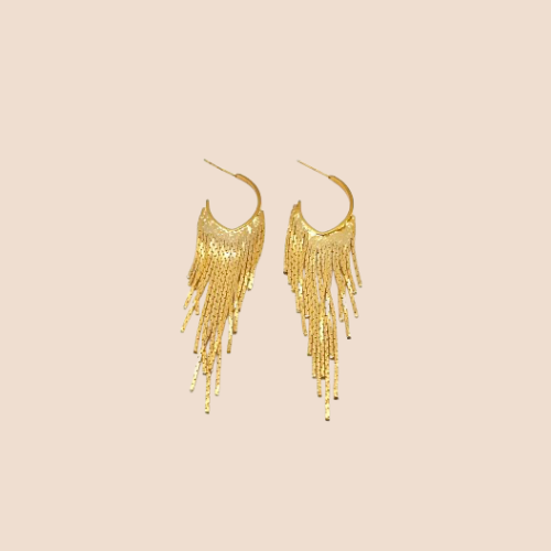 Long earrings plated in 18k gold, copper