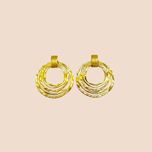 Gold-Laminated Round Stud Earrings